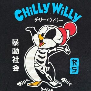 Riot Society Chilly Willy Skeleton Tee | Japanese Graphic Shirt | L